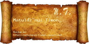 Matulányi Timon névjegykártya